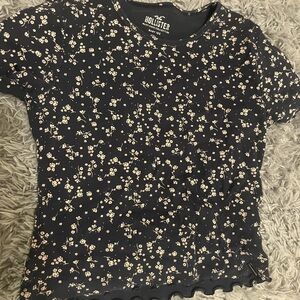 Hollister Navy Floral Baby Tee